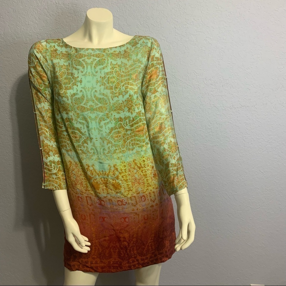 Maeve Anthropologie Cleome Silk Dip Dye Dress